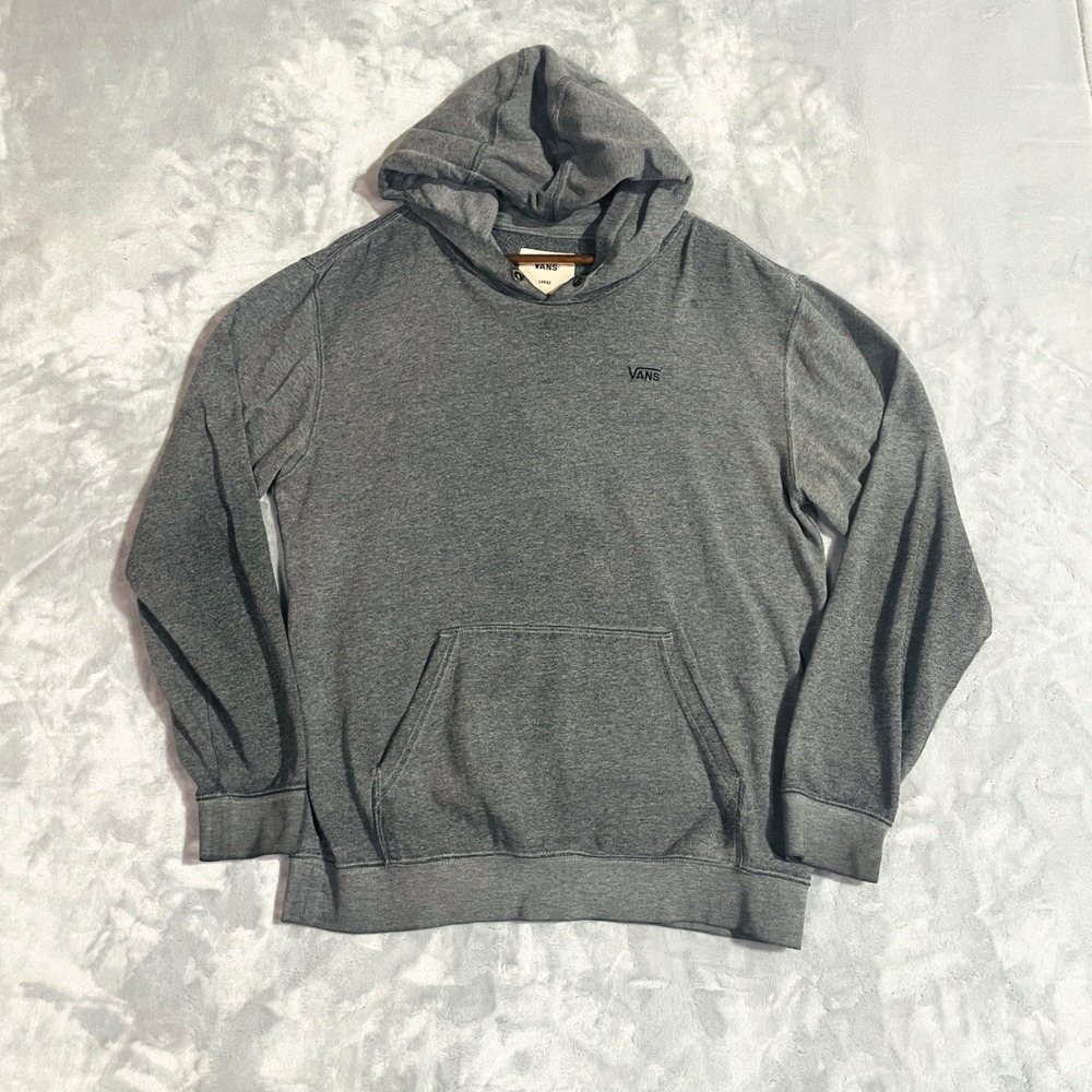 Vans Pullover Hoodie Mens Large Gray Embroidered Logo Skate Sweatshirt